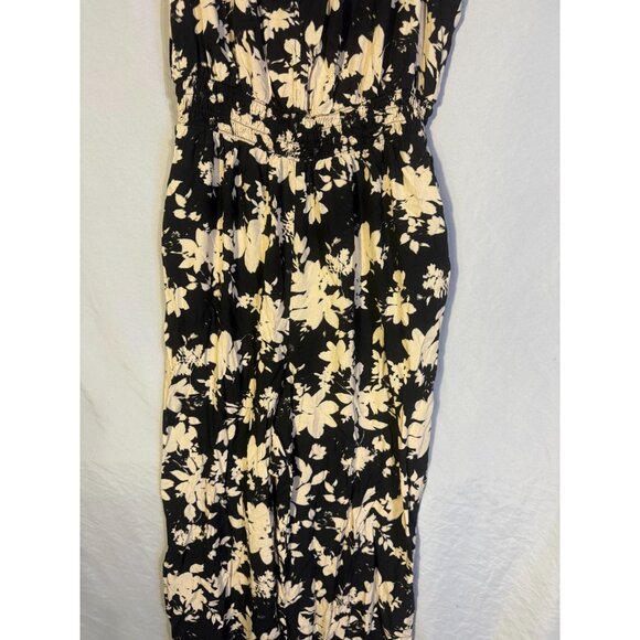 Gap Womens Jumper Jumpuist Floral Size XL Sleeveless Boho Hippie Black White - Picture 3 of 4